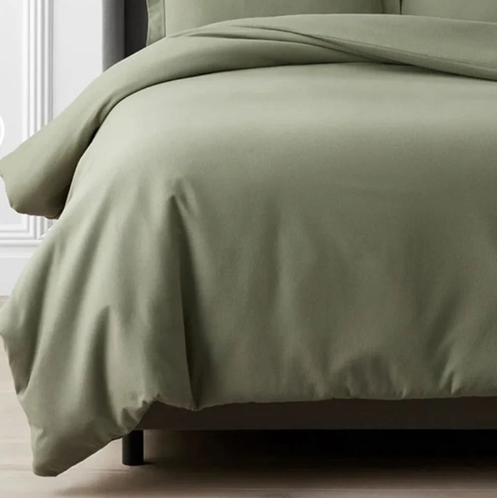 NWT Company Store Ultra-Cozy Cotton Velvet Flannel Duvet Cover Willow Green
